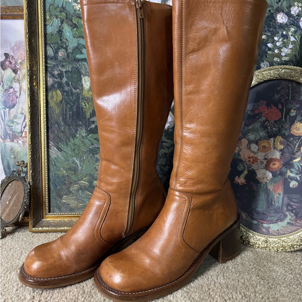 Classic Tall Leather Boots in Cognac - Women